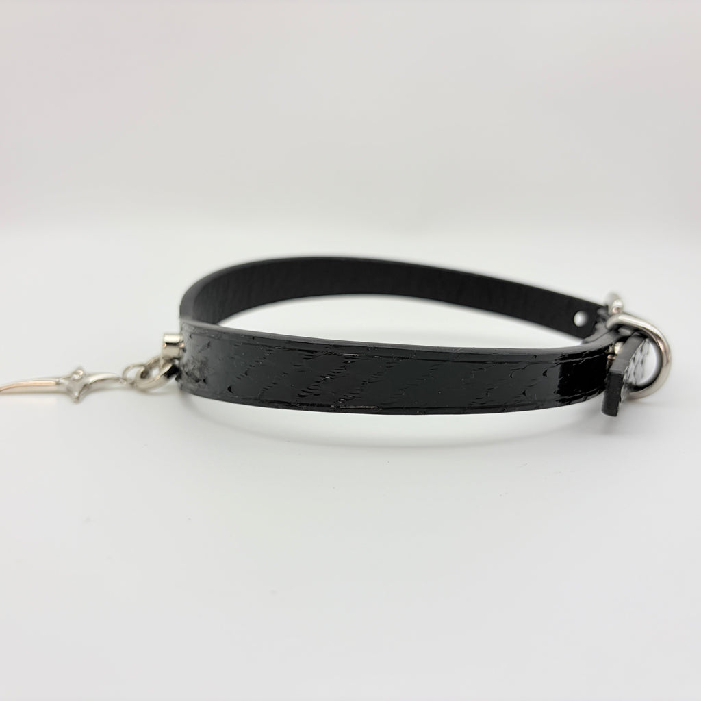 Vesper Choker – Black Python Leather Choker with Star Pendant | Hushcrafts® - Hushcrafts LLC