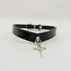 Vesper Choker – Black Python Leather Choker with Star Pendant | Hushcrafts® - Hushcrafts LLC
