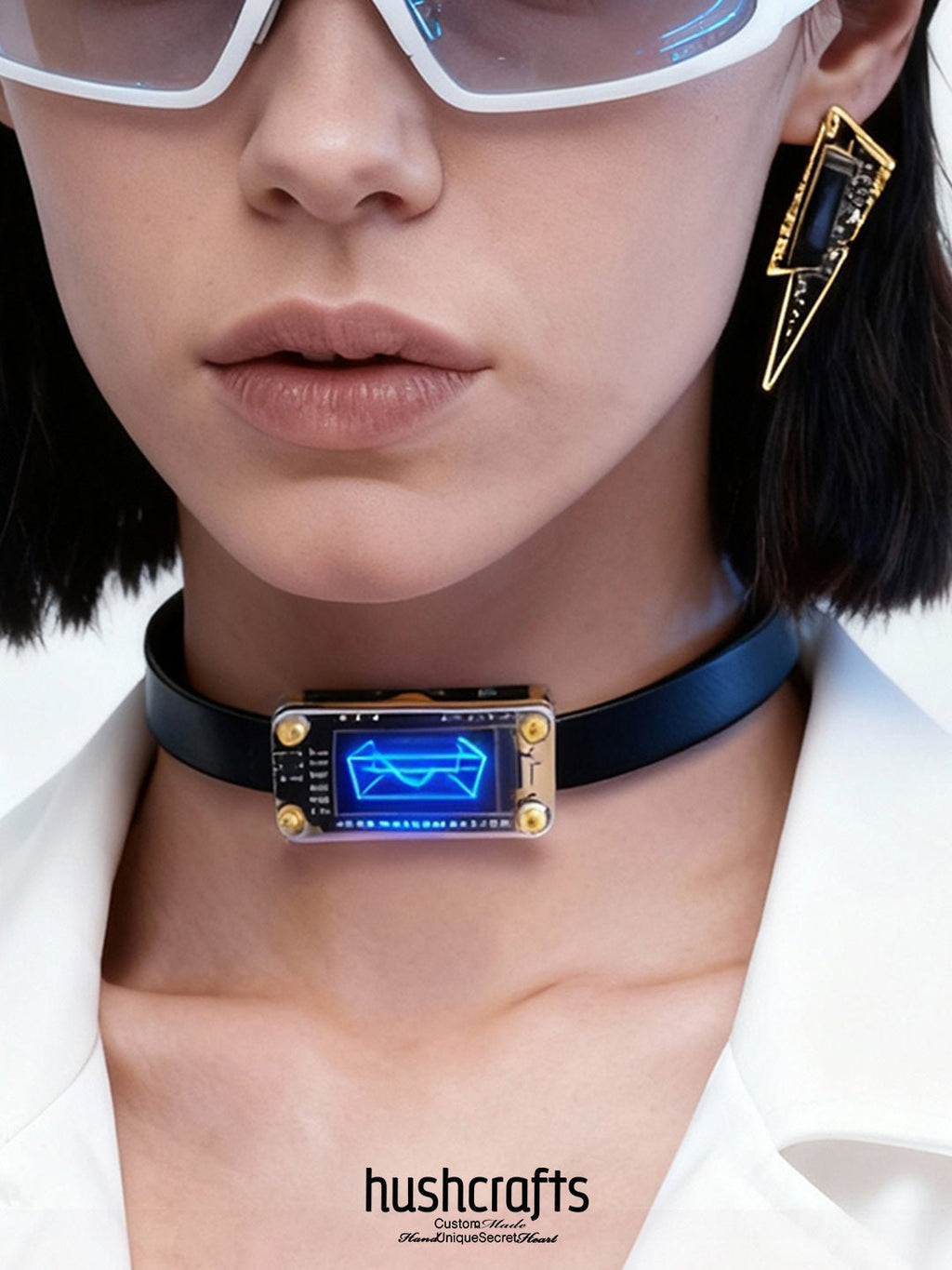 Voice - Activated LED Leather Choker - Hushcrafts LLC