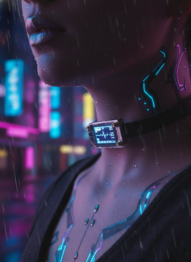 Voice - Activated LED Leather Choker - Hushcrafts LLC Hover Image