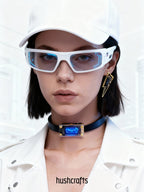 Voice - Activated LED Leather Choker & Earring - Hushcrafts LLC