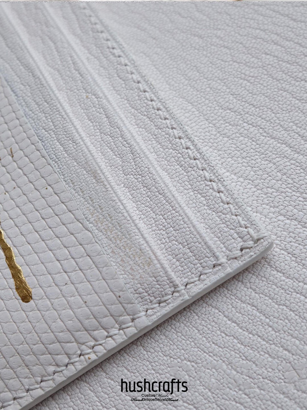 White & Gold Speckled Lizard Leather Card Holder - hushcrafts