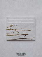 White & Gold Speckled Lizard Leather Card Holder - hushcrafts