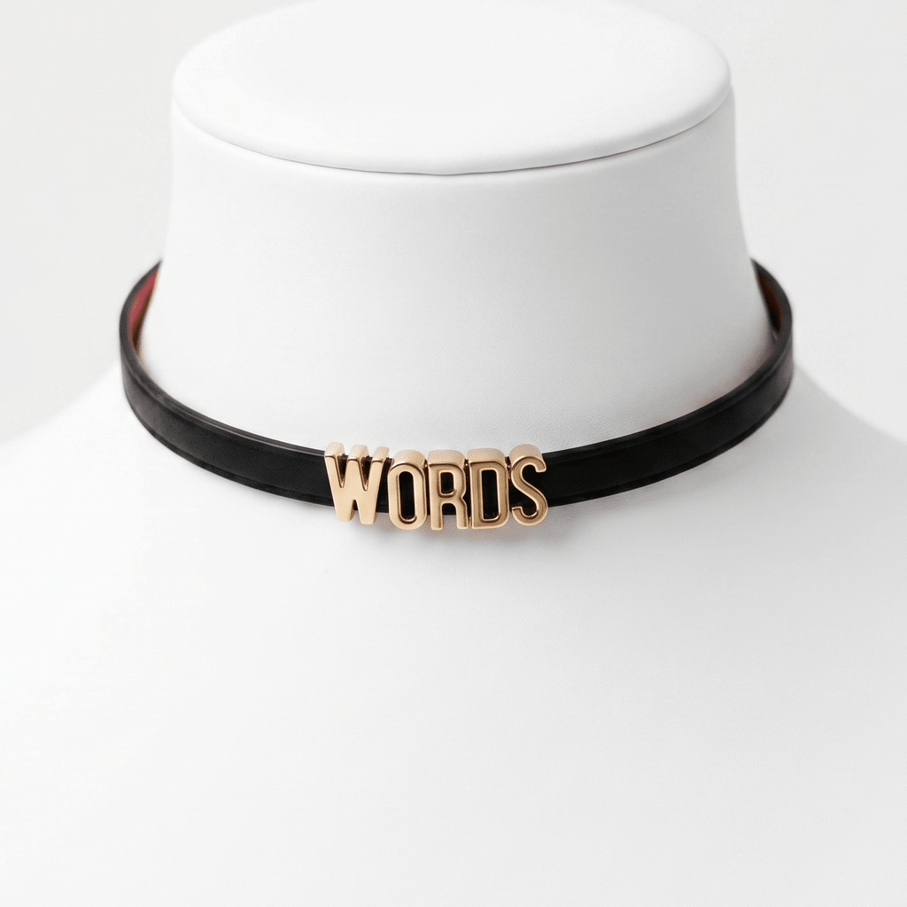 Words Collar – Full-Grain Leather Choker with Custom Gold-Tone Letter Studs | Hushcrafts® - Hushcrafts LLC