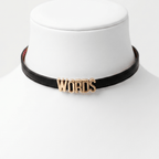Words Collar – Full-Grain Leather Choker with Custom Gold-Tone Letter Studs | Hushcrafts® - Hushcrafts LLC