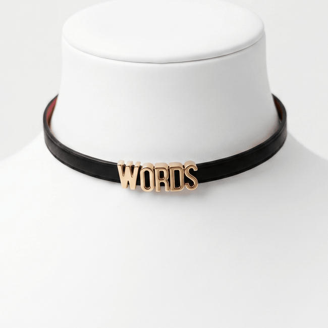Words Collar – Full-Grain Leather Choker with Custom Gold-Tone Letter Studs | Hushcrafts® - Hushcrafts LLC Hover Image